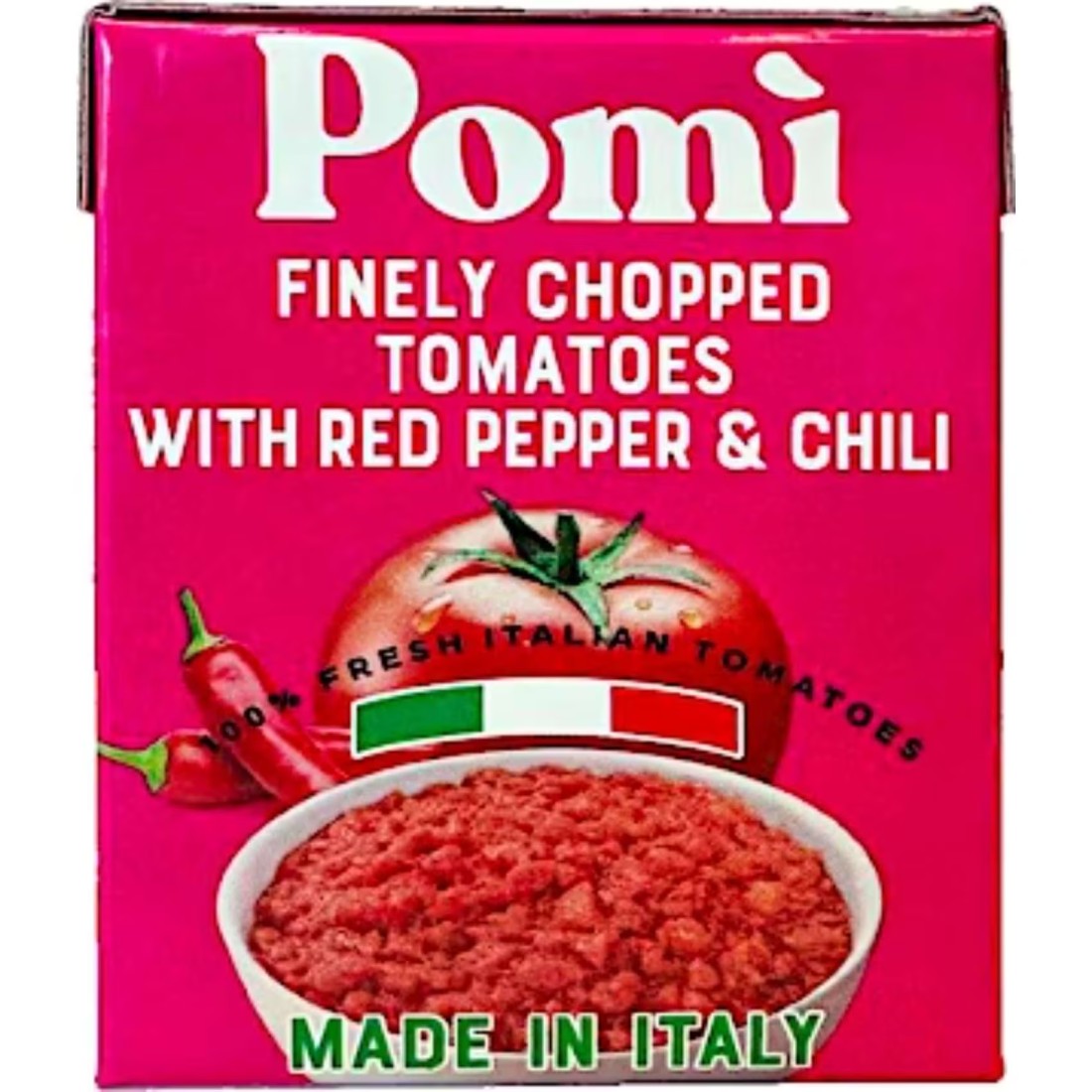 Pomi Finely Chopped Tomatoes with Red Pepper and Chilli, 390g