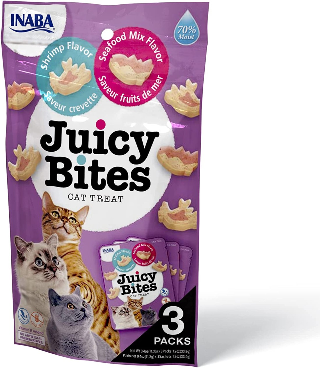INABA Juicy Bites Shrimp Seafood Mix Flavor 33,9g - Pack of 3