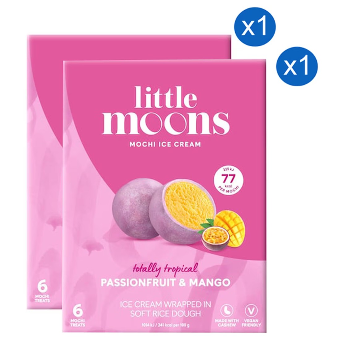 Little Moons Totally Tropical Mochi Ice Cream Passionfruit and Mango 192g Pack of 2
