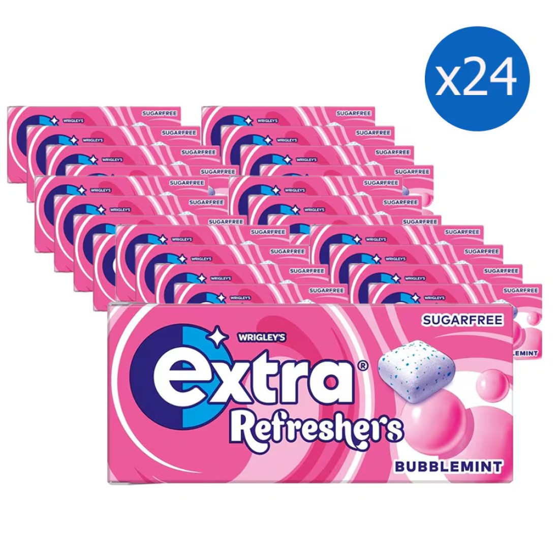 Wrigley&#39;s Extra Refreshers Bubblemint Flavour Sugarfree Chewing Gum, 15.6g Pack of 16