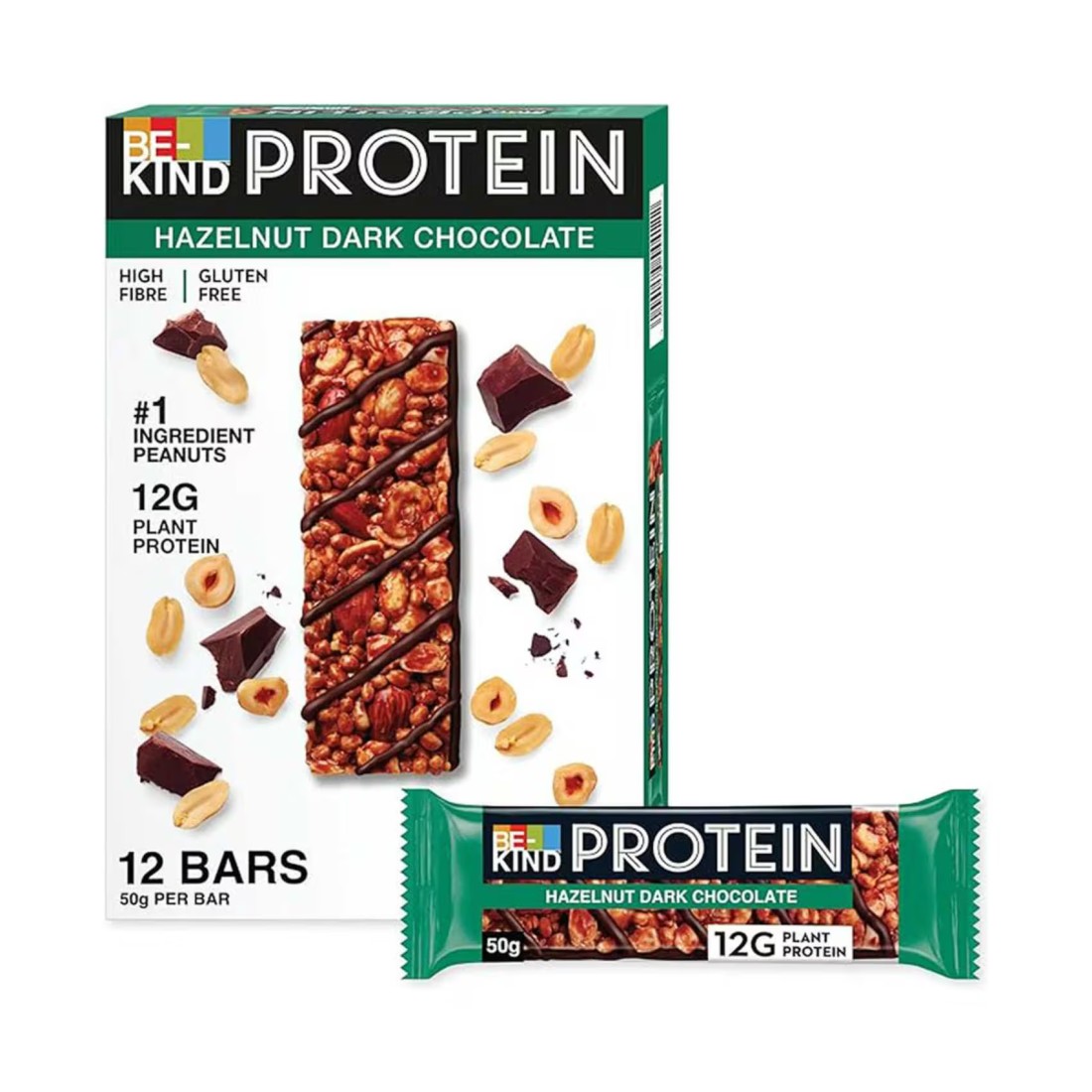 Be-Kind Hazelnut Dark Chocolate Protein Bar, 50g Pack of 12