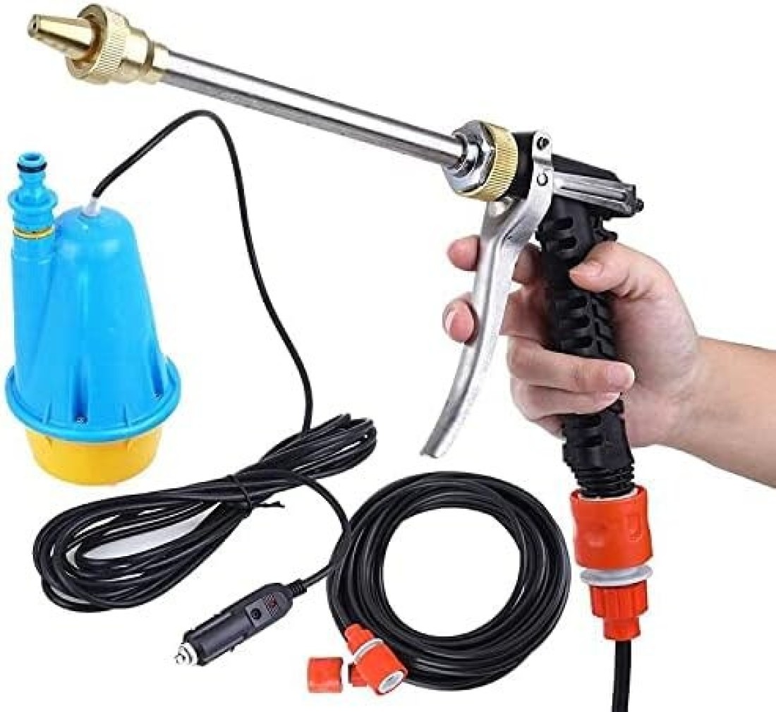 12V 80W Portable High-Pressure Washer Pump, Car and Garden Cleaning Machine, Compact Washing Pump for Cars, Bikes, Outdoor Furniture, and Gardening 
