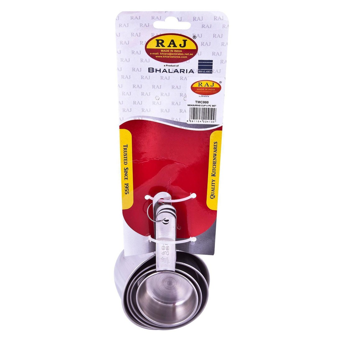 Raj Stainless Steel Measuring Cups Silver 4 PCS