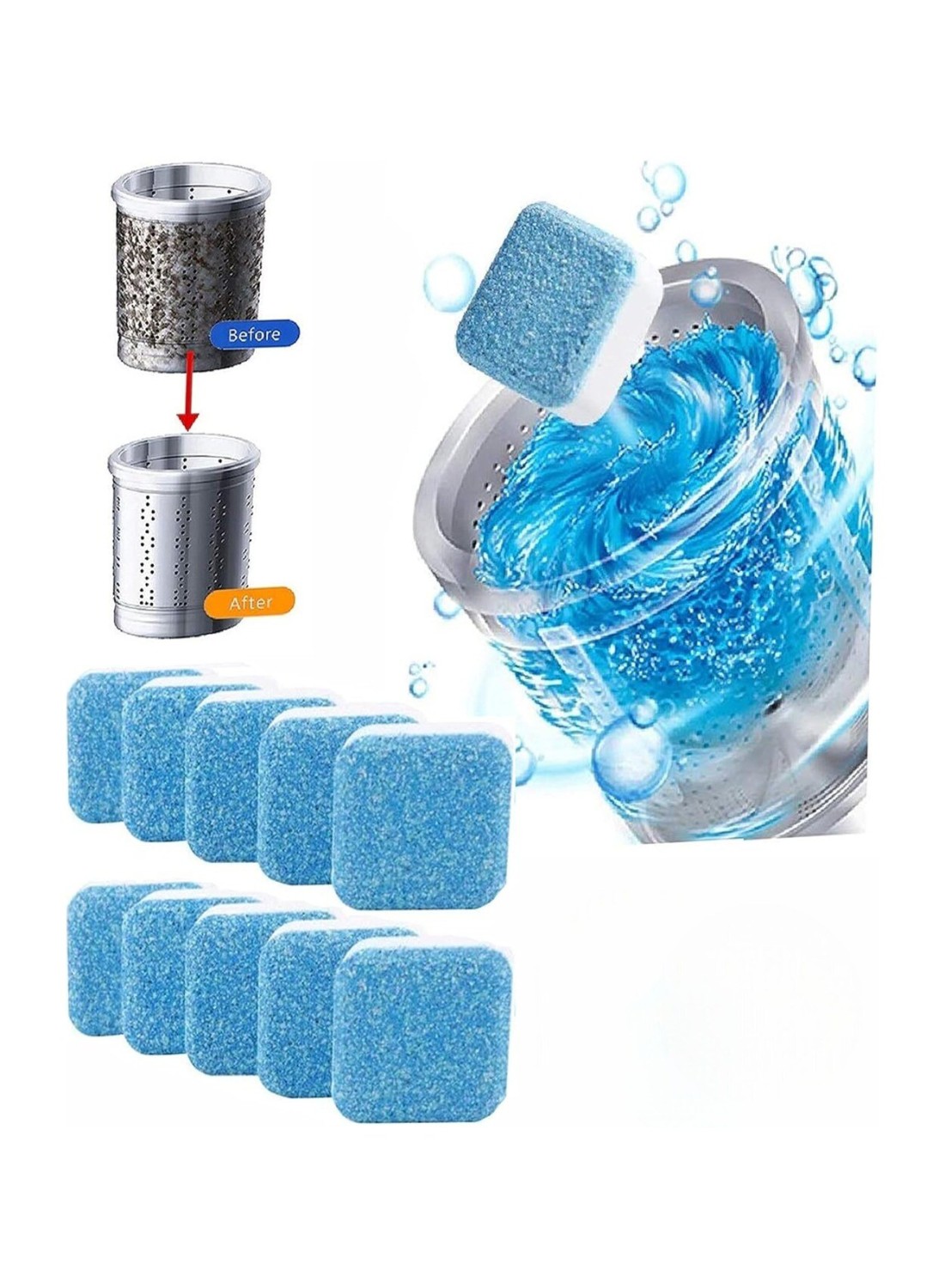 Deep Clean Washing Machine Tablets &ndash; Descaling Tub Cleaner Powder for Front &amp; Top Load Machines, Removes Drum Stains, Residue, and Odors &ndash; Effective Washing Machine
