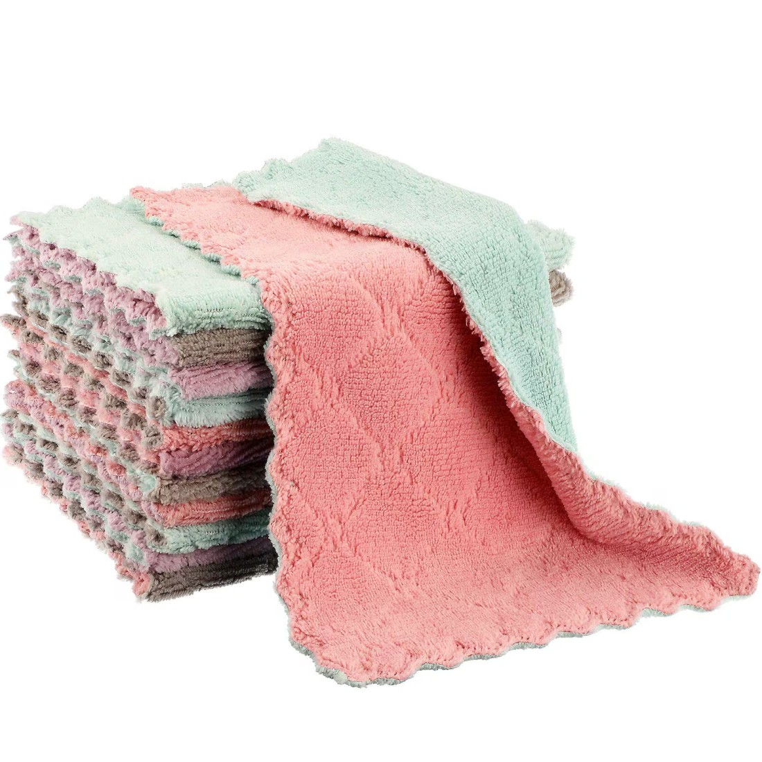 Aiwanto 10 Pcs Kitchen Cleaning Towels Kitchen Cleaning Cloth Car Cleaning Towel Water Absorbing Plate Cleaning Towel Cleaning Cloth