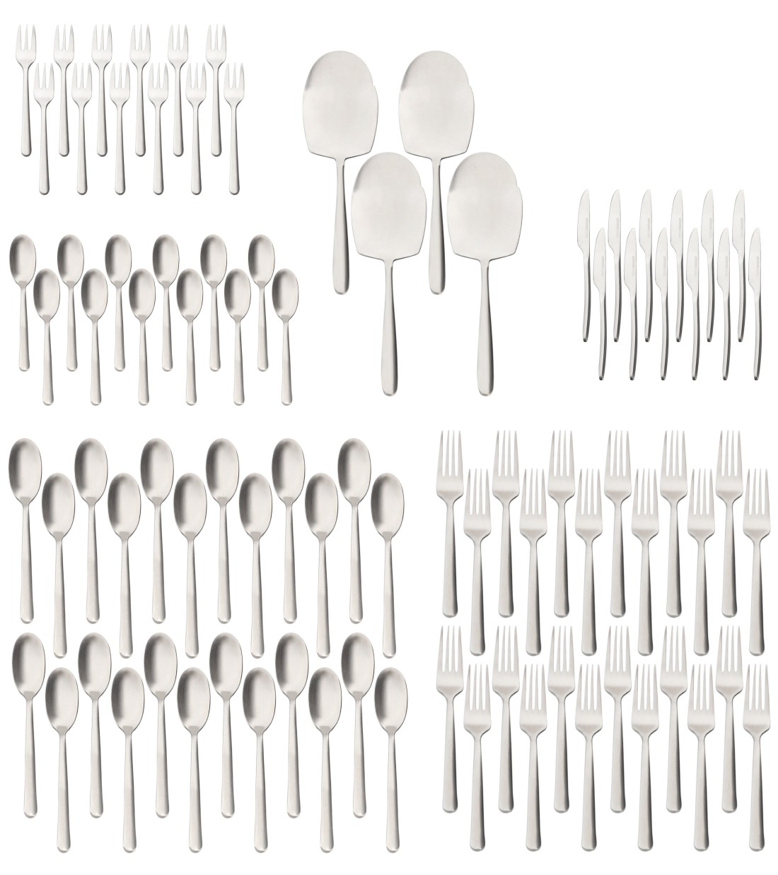 LIFE SMILE Cutlery Set, 18/10 Pure Stainless Steel Flatware Set with Stand, Rust Proof &amp; Fade Proof Dinnerware Set (MATTE SILVER, 88 Pieces)