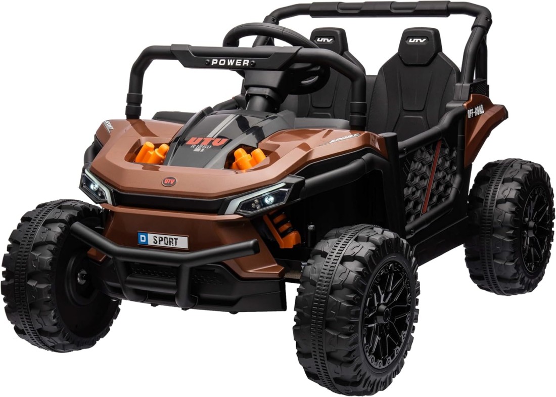 Lovely Baby Powered Riding Jeep for Kids LB 5151, Battery Operated Power Truck with Remote-Control, Light, Music, Best Gift for children 1-4 Yrs - Brown