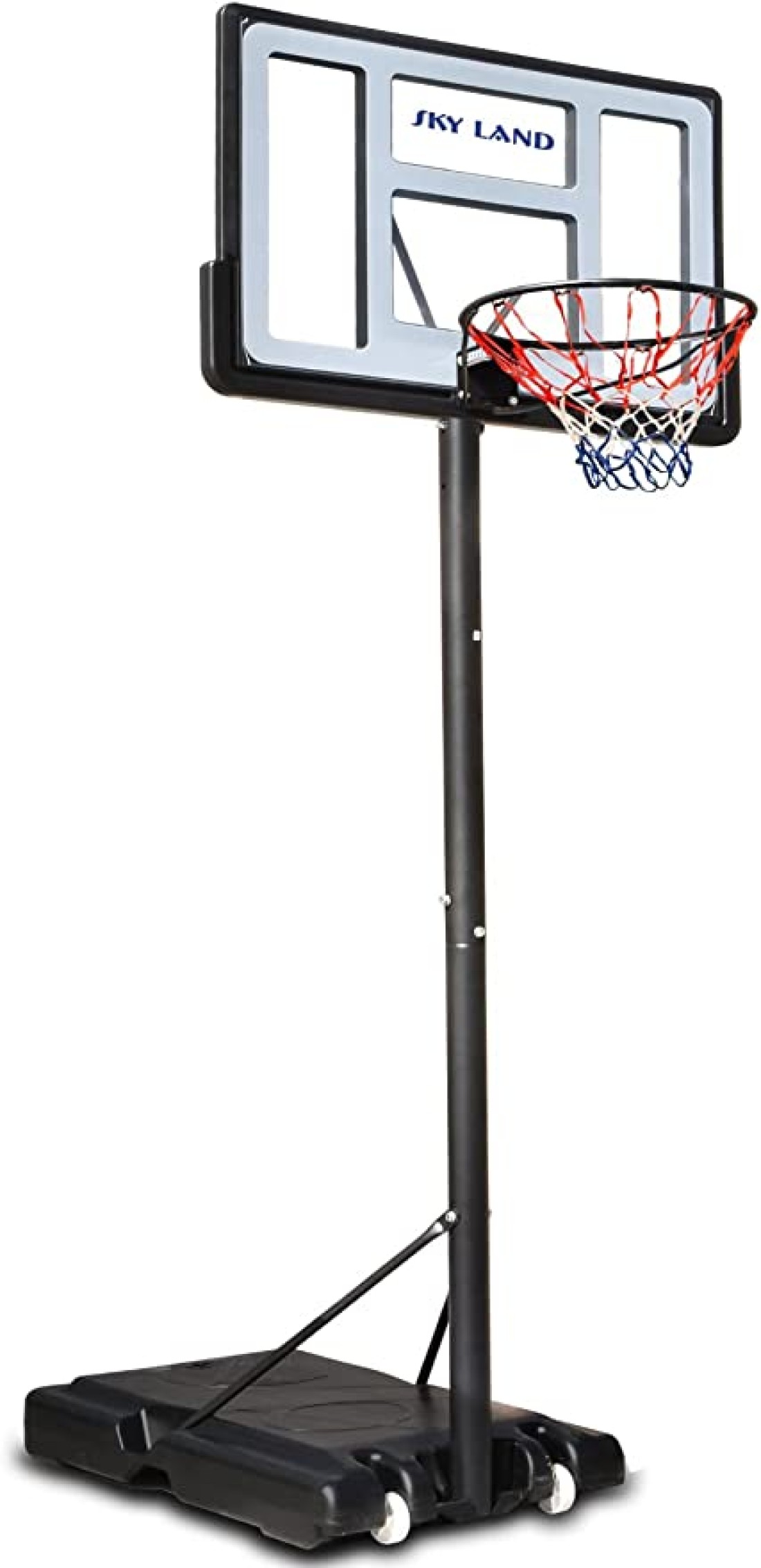 SKY LAND Sports Basketball Hoop Basketball Goal on Wheels Adjustable Height 5 - 10 FT, 44" Backboard For Adults & Kids, Outdoor Basketball Stand, EM-1873