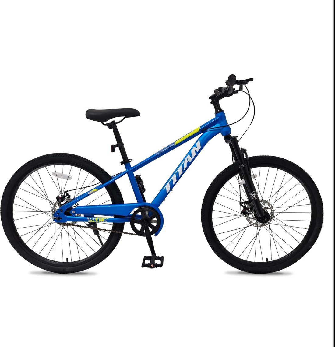 Vaux Titan 26&rdquo; Mountain Bike &ndash; Steel Frame, Front Suspension Fork with Lock, Double Wall Alloy Rims, Front &amp; Rear Disc Brakes, Threadless Headset, Quick Release Seat Post &ndash; MTB Bicycle