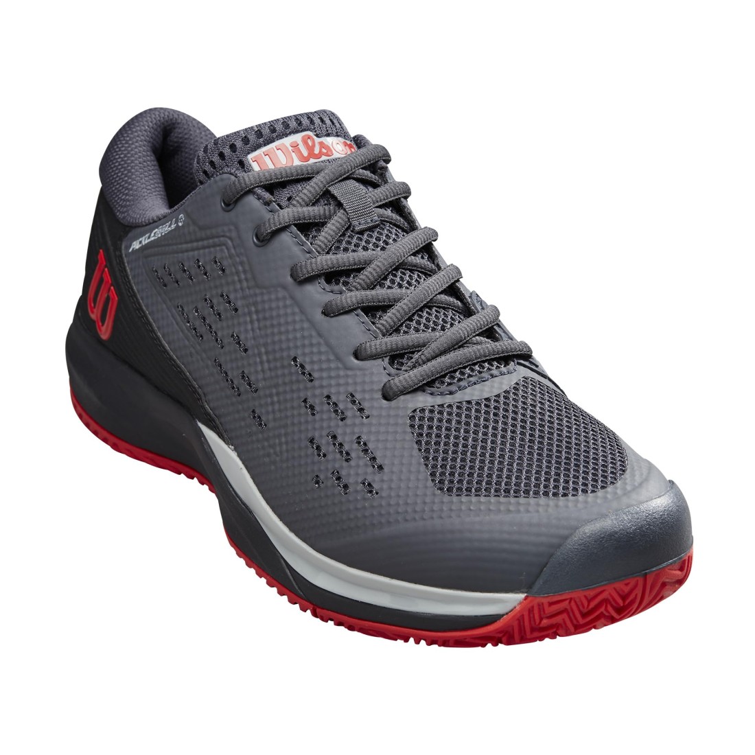 WILSON Men&#39;s Rush Pro Ace Pickler Sneaker, Ebony/Black Red, 10.5