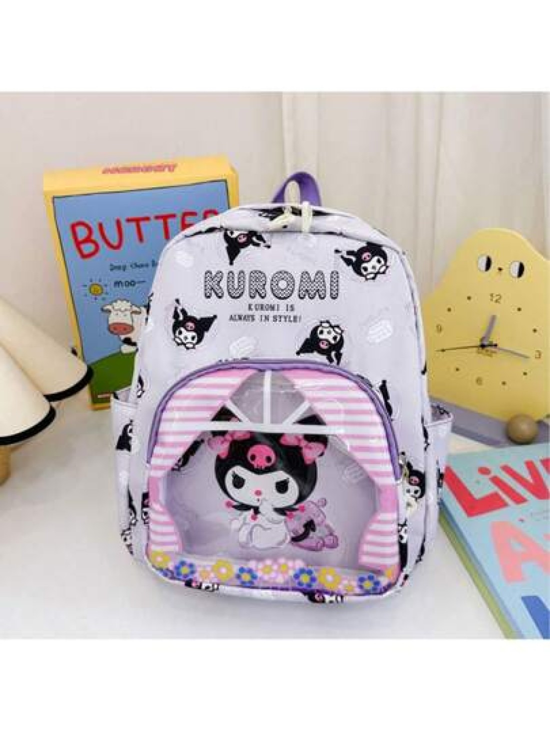Sanrio حقيبة ظهر سعة كبيرة، كولومي، كلب القرفة، ميلودي ثلاثة أنماط، التصميم الشفاف للحقيبة، أكثر سهولة في رؤية ا