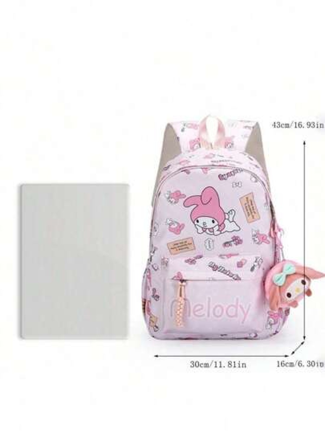 Sanrio 1 حقيبة ظهر، حقيبة مدرسية أنيقة كاواييي، حقيبة ظهر ملونة للبنات، حقيبة نهارية قابلة للطي ذات سعة كبيرة
