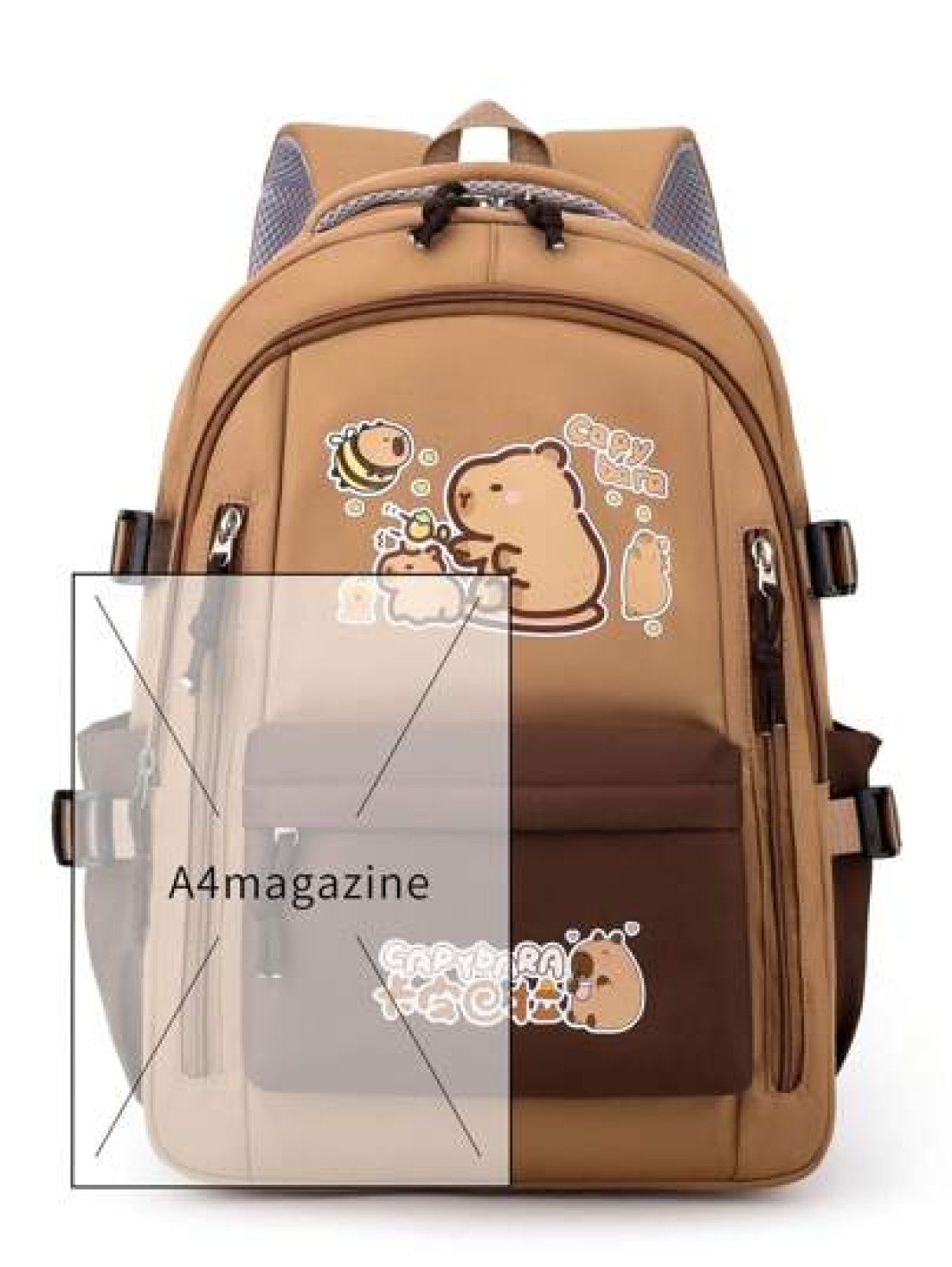 1 Pc Cute Capybara Pattern Color Contrast School Bags For Teens Large Capacity Lively Student Bag With Multi Pockets Fashionable School Bag Practical Handbag Personality Lightweight School Backpack