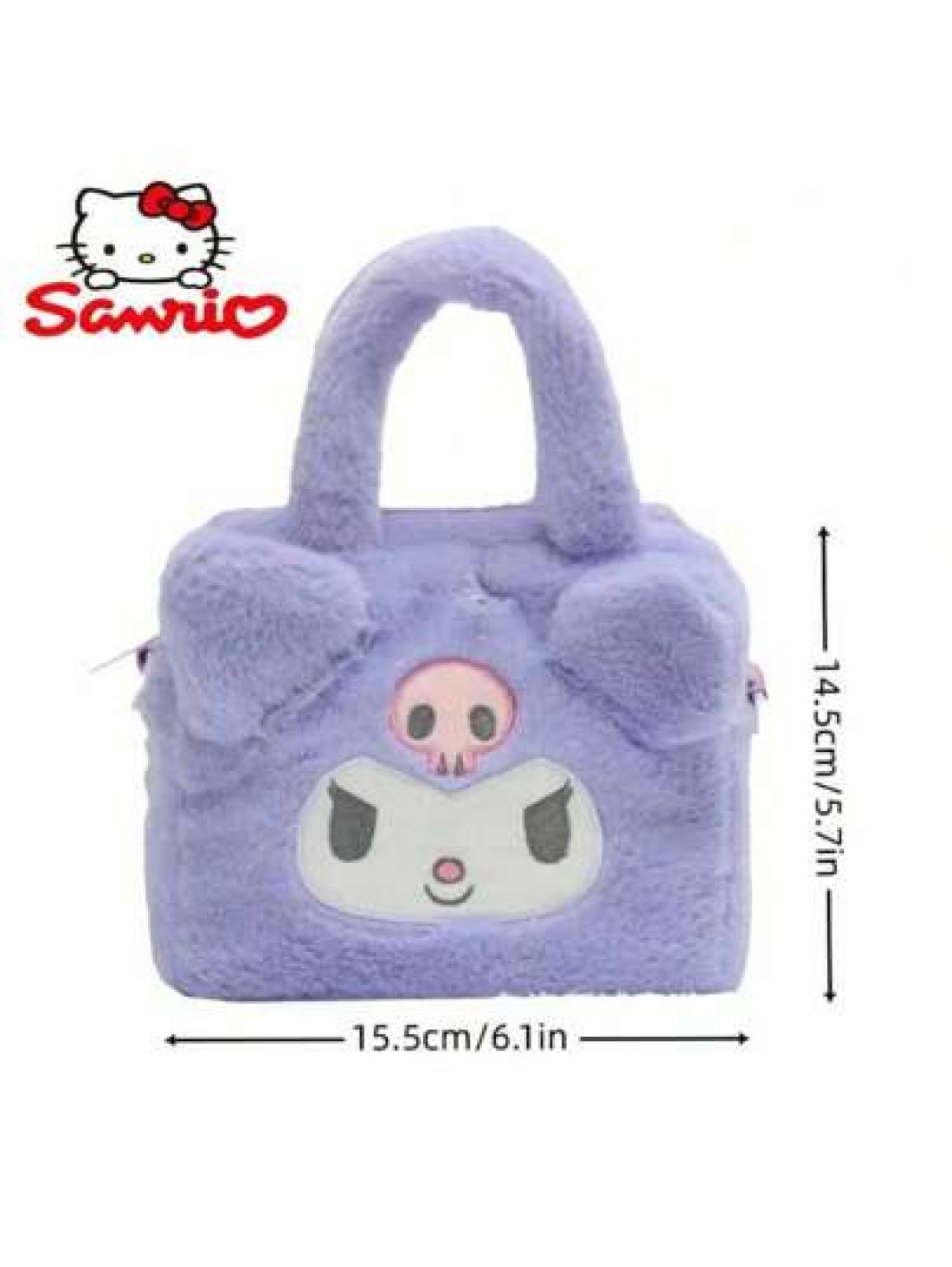 Sanrio حقيبة يد قطعة واحدة من Sanrio للشخصية الكرتونية الجميلة، حقيبة تسوق قابلة للتعديل ذات مقبض ثلاثي الأبعاد لفت