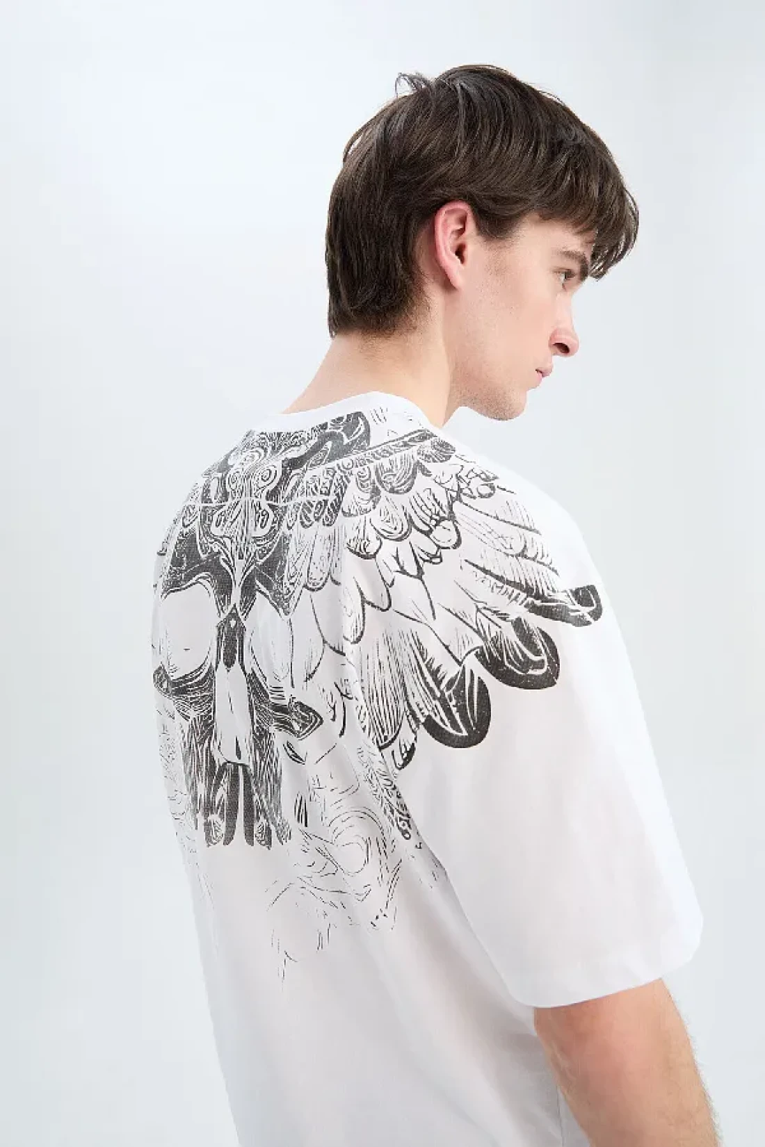 Defacto 100% Cotton Oversize Wide Fit Crew Neck Back Printed Short Sleeve T-Shirt D5600Ax25Sp