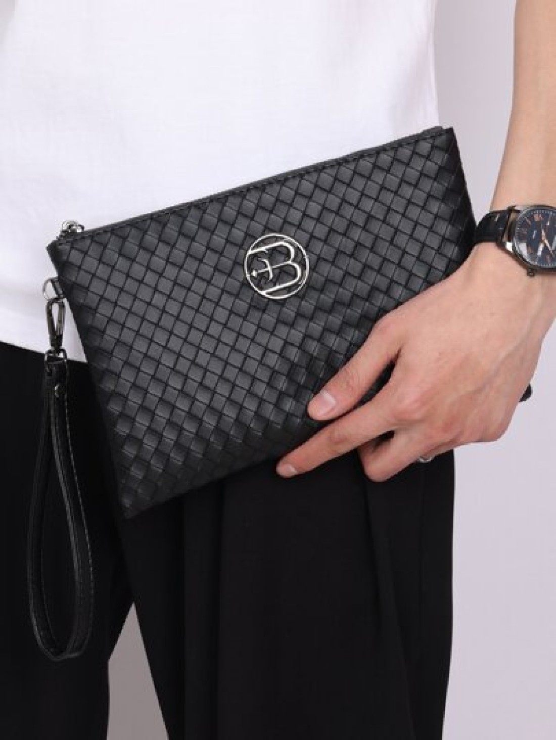 Braiding Style Men PU Leather Wallet Purse Money Credit Card Holders Men Wallet Money Bag Business Casual Handbag Wristlet Bag Underarm Bag Envelope Bag Square Bag Student Travel Winter Large Capacity