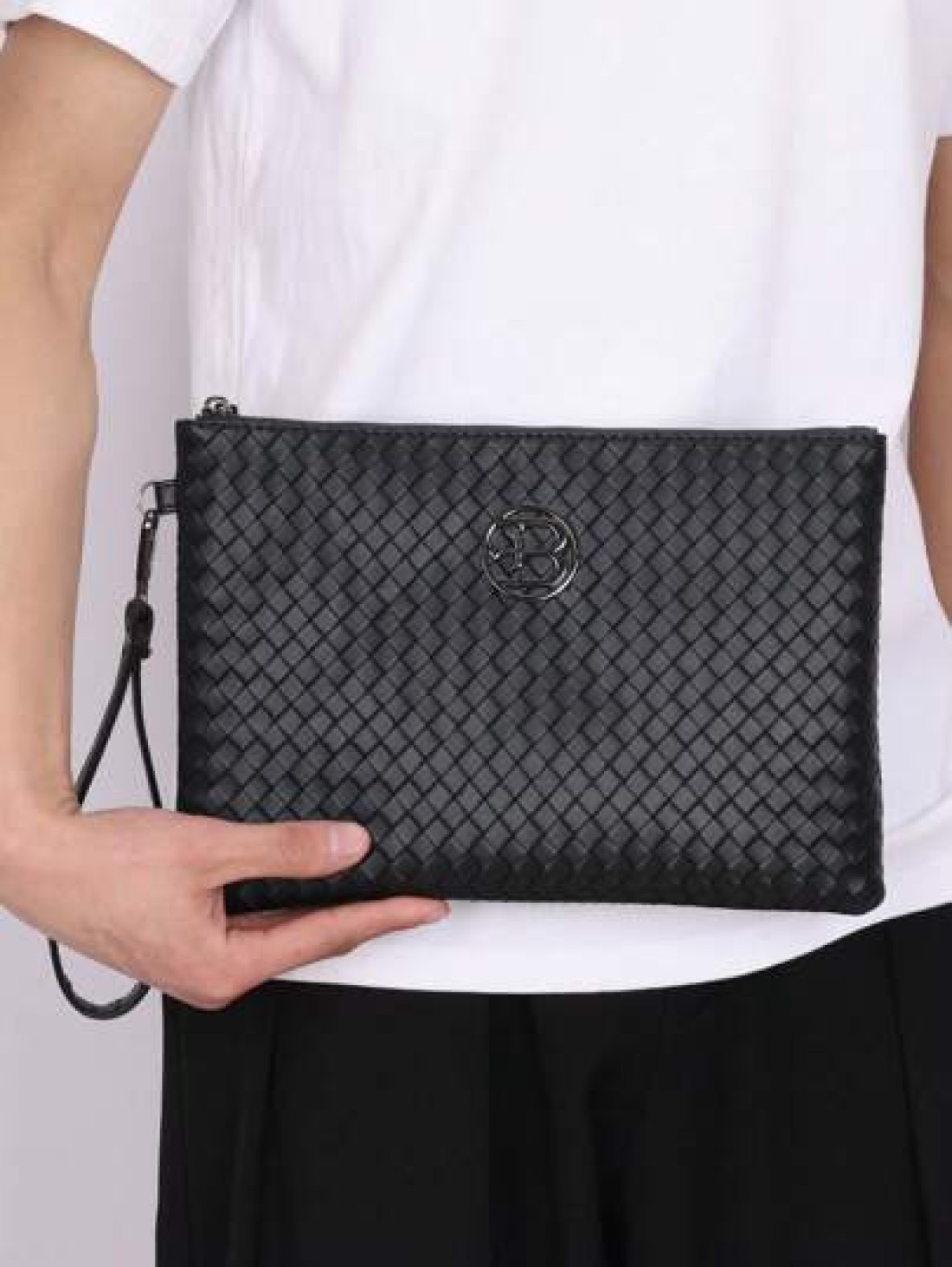 Braiding Style Men PU Leather Wallet Purse Money Credit Card Holders Men Wallet Money Bag Business Casual Handbag Wristlet Bag Underarm Bag Envelope Bag Square Bag Student Travel Winter Large Capacity