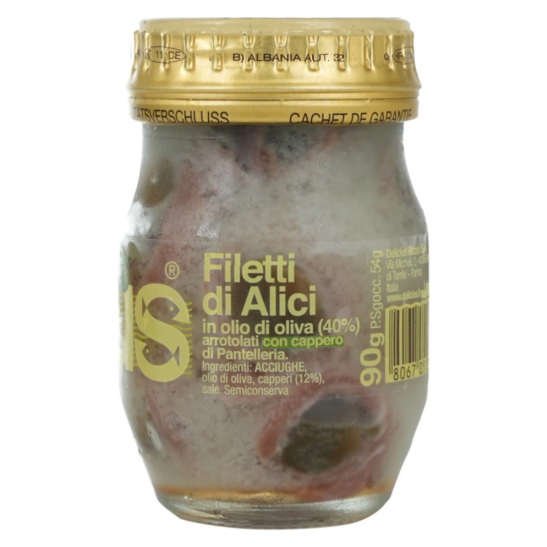 Delicius Anchovies Fillets In Olive Oil With Capers 90g