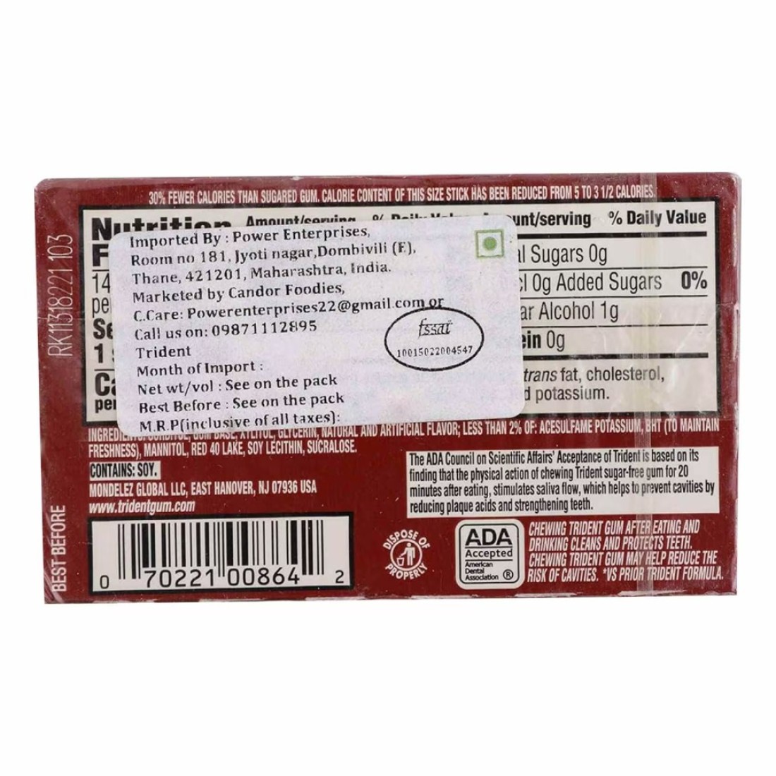 Trident Sugar-Free Gum Sticks Cinnamon 14 Sticks