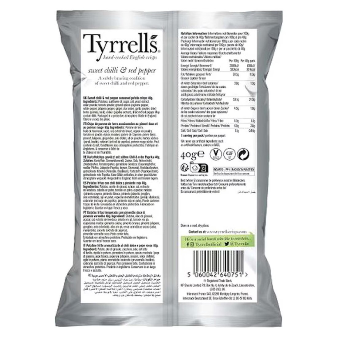 Tyrrells Sweet Chilli And Red Pepper 40g