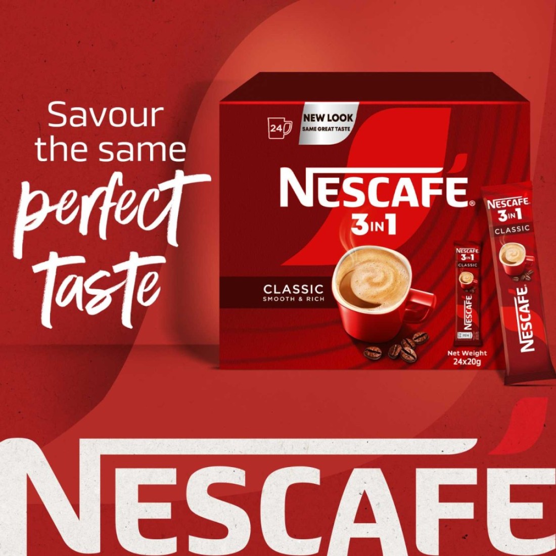 Nescafe 3-In-1 Classic Instant Coffee Mix, 20g Pack of 24