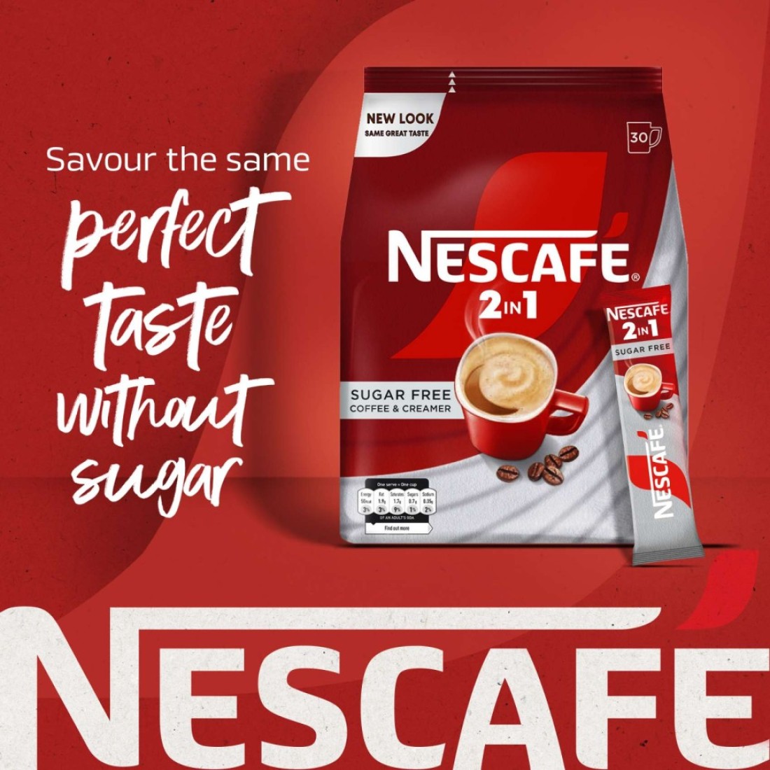 Nescafe 2in1 Coffee Sugarfree,11.7g Pack of 30