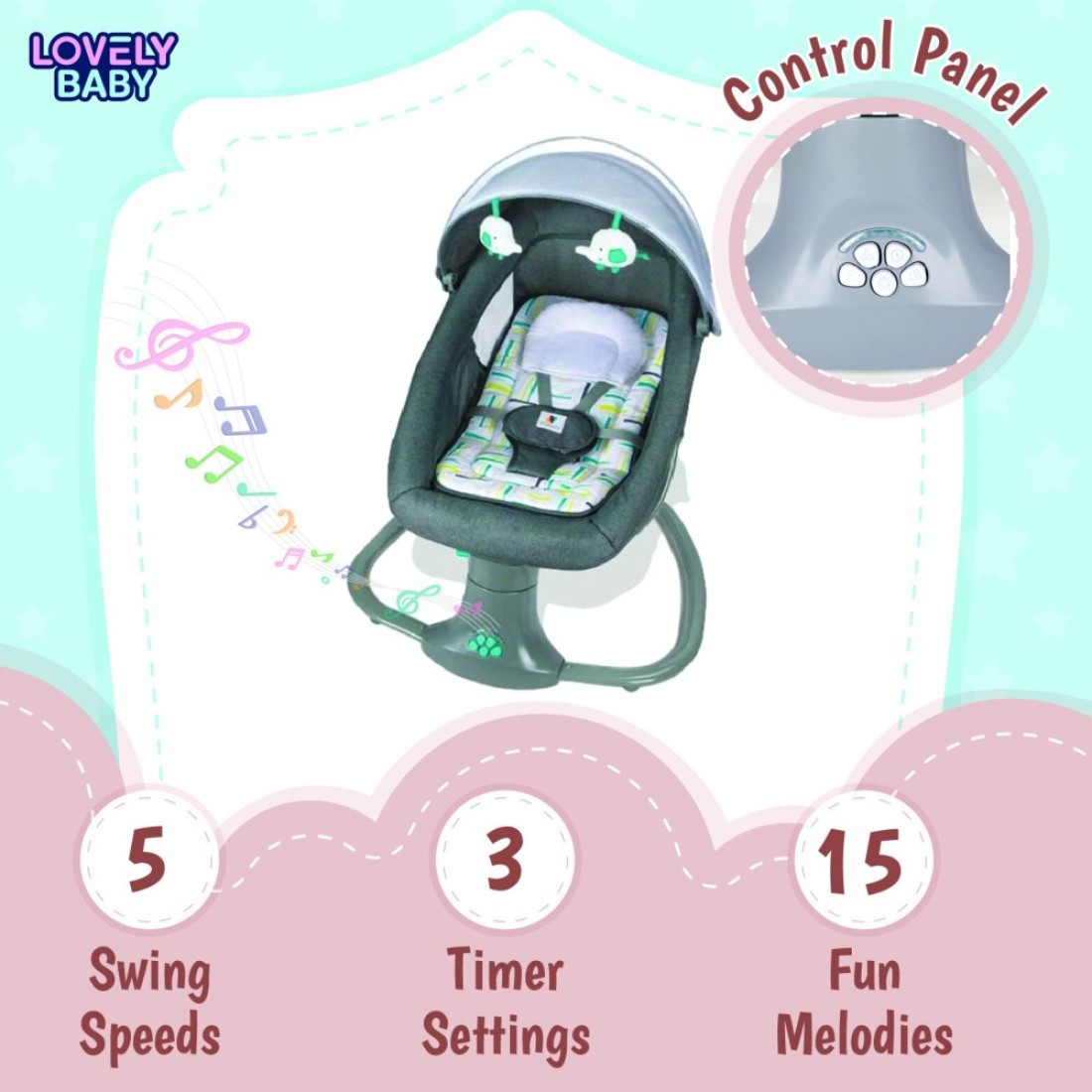 Mastela 3-in-1 Deluxe Swing &amp; Bassinet LB08105 &ndash; Multi-Functional Baby Sleeper w/ Remote, Adjustable Speeds, for Infants up to 3 Years Old -