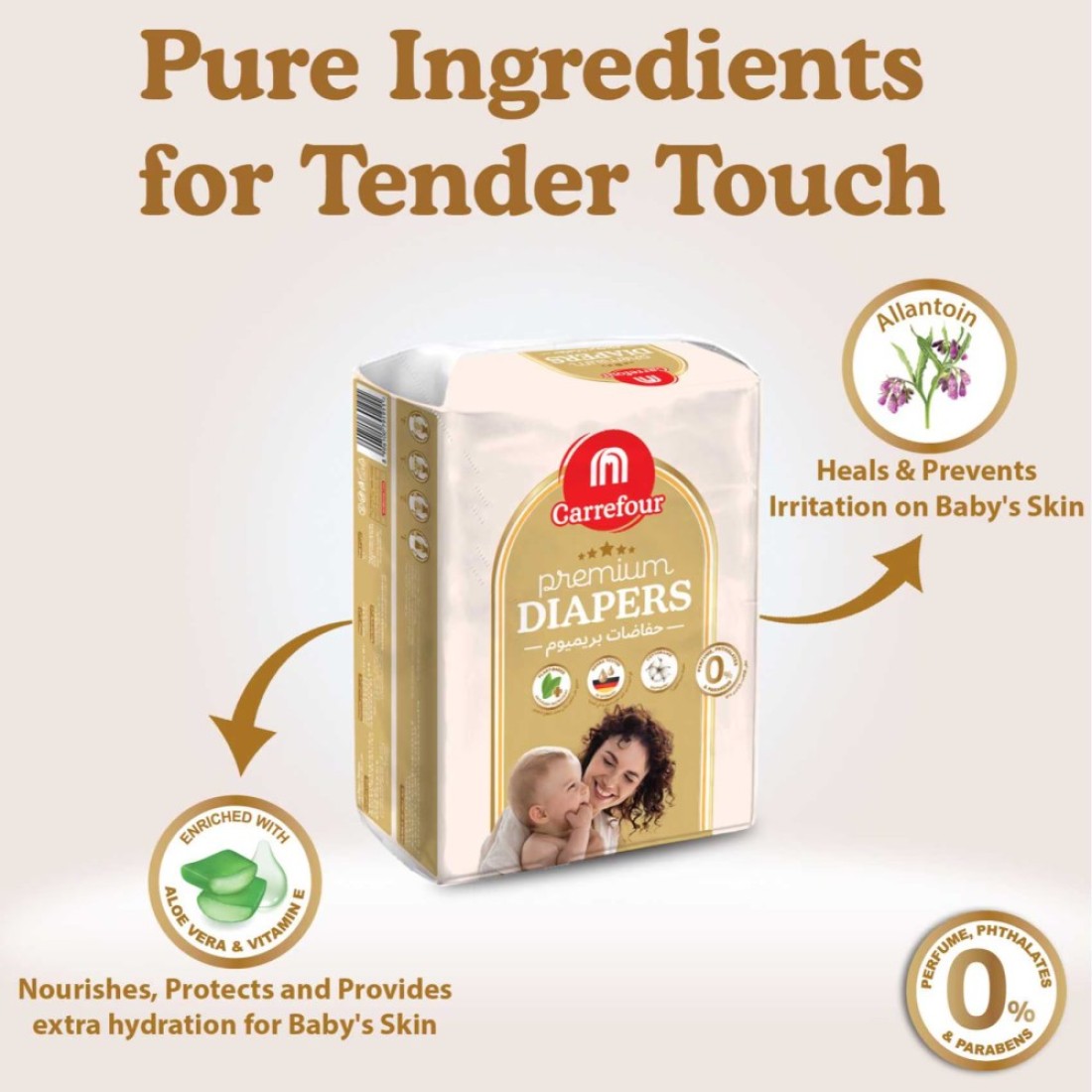 Carrefour Premium Diapers Size 3 6-10kg 62 Diapers