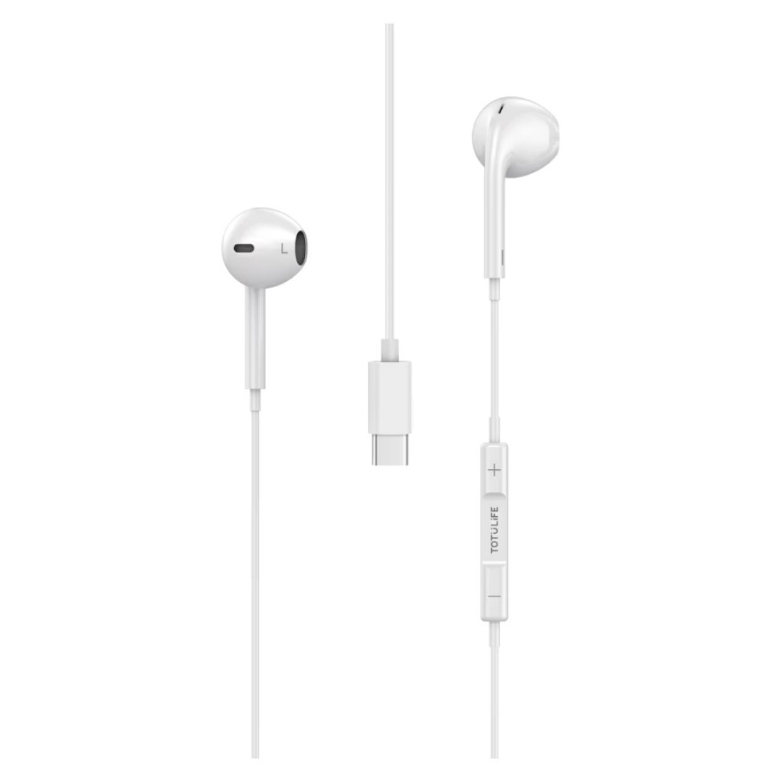 TotuLife Fame Series Stereo Wired In-Ear Earphones With USB-C Charging Cable And Microphone White