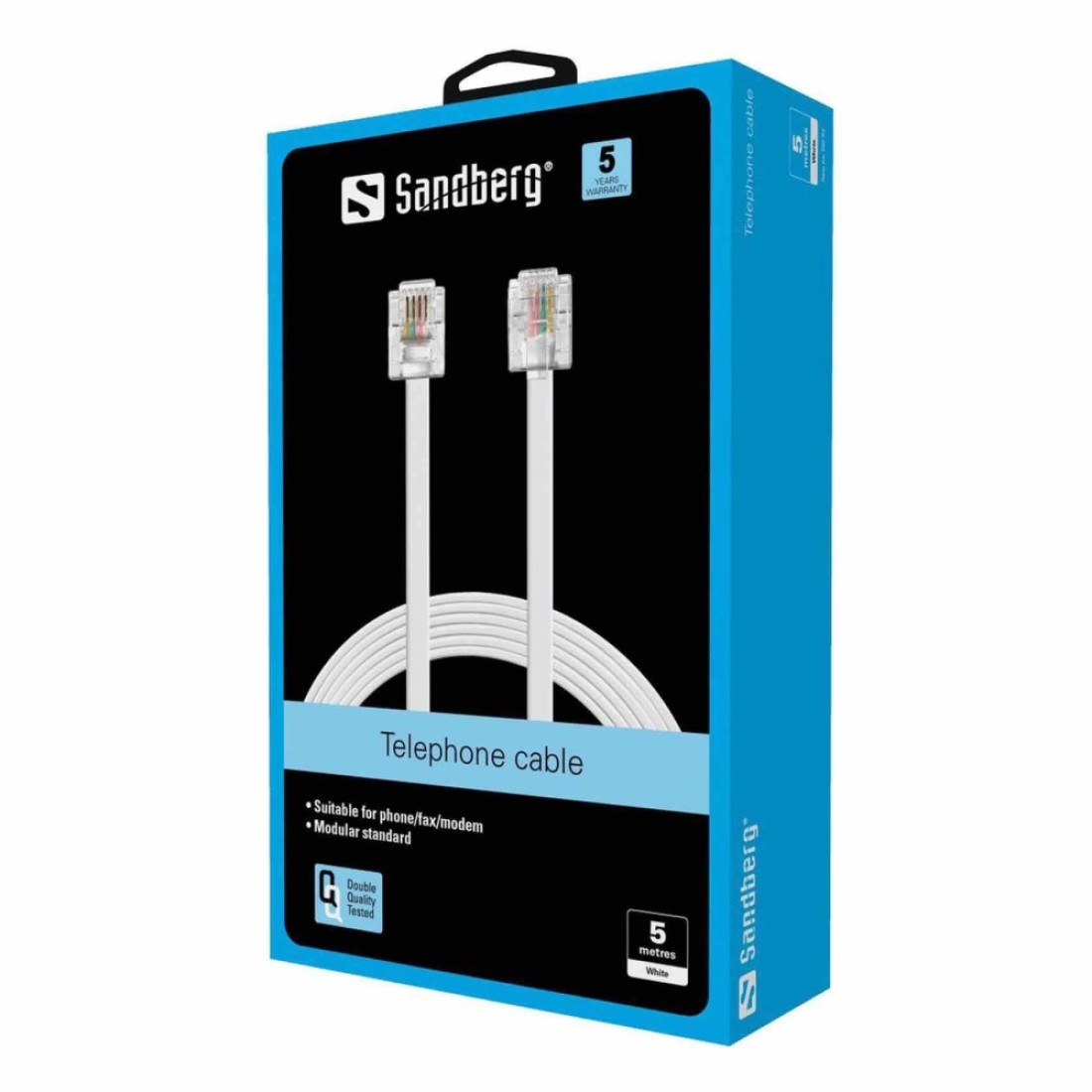 Sandberg RJ11 Telephone Cable 5m White