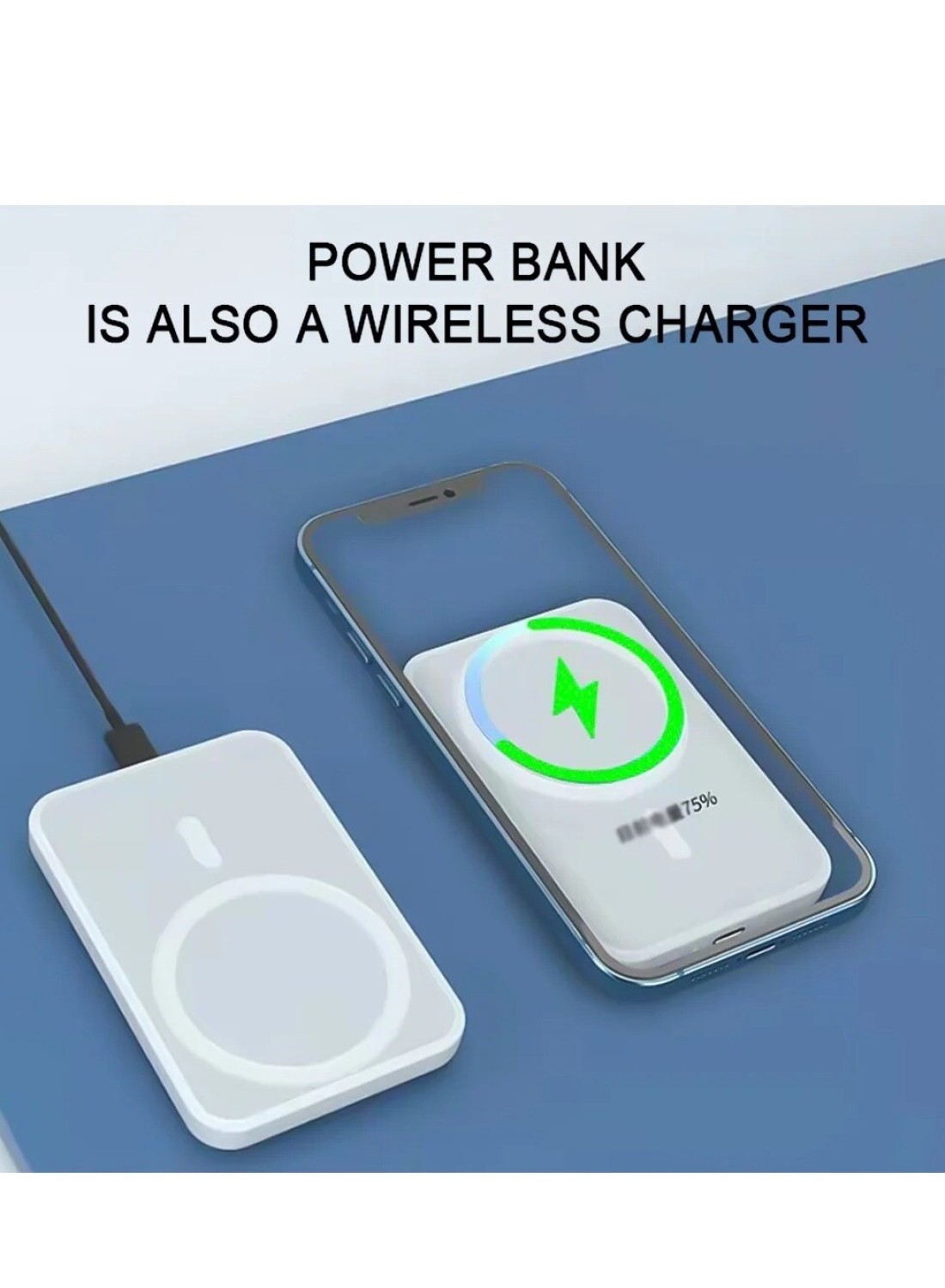 Radiotronics Mag-Safe Battery Pack, Magnetic Wireless Power Bank 10000mAh, Fast Portable Charging Light-ning Compatible with Mag-Safe (for iPhone 12,13,14,15)