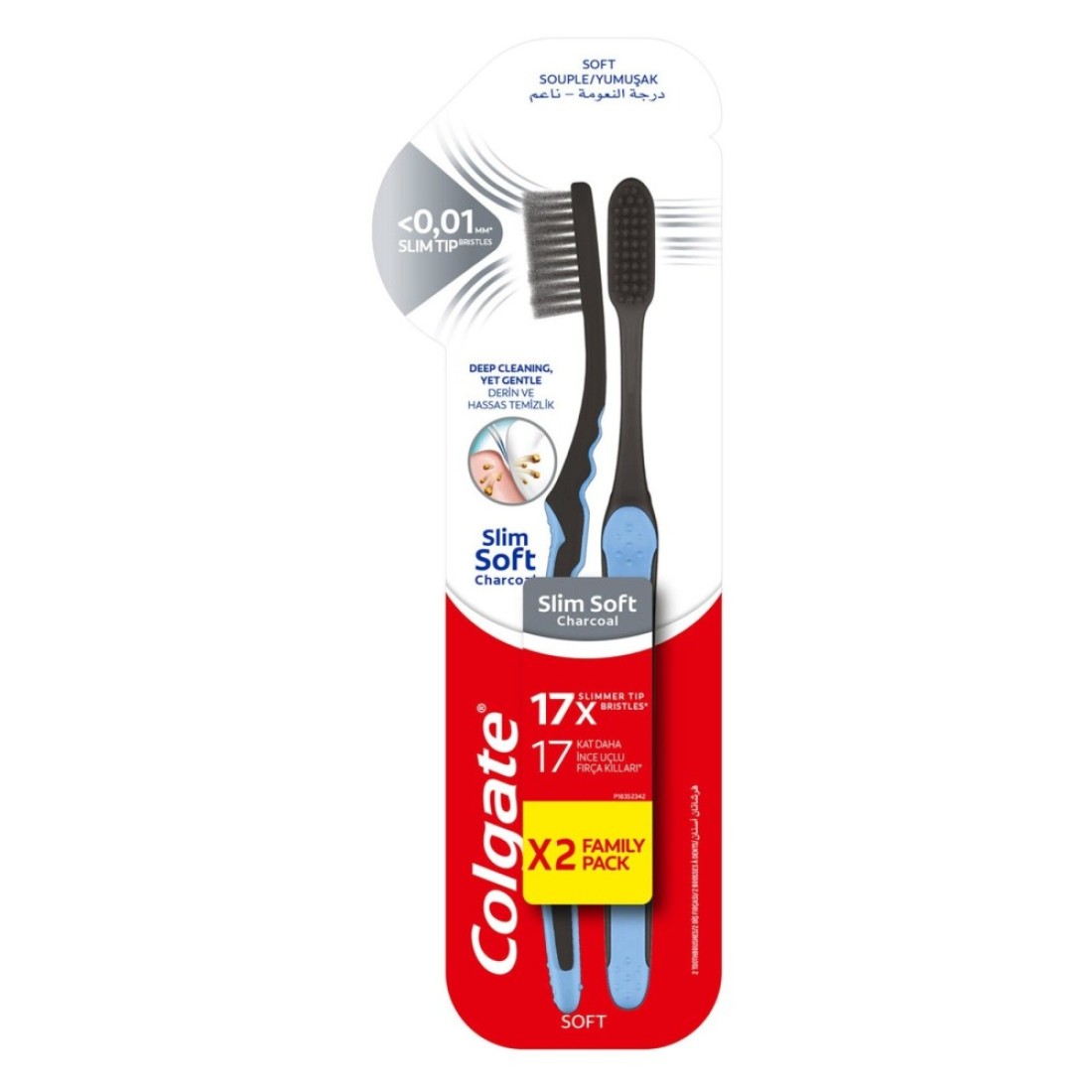 Colgate Slim Soft Black Charcoal Toothbrush Multi Pack 2 Pcs