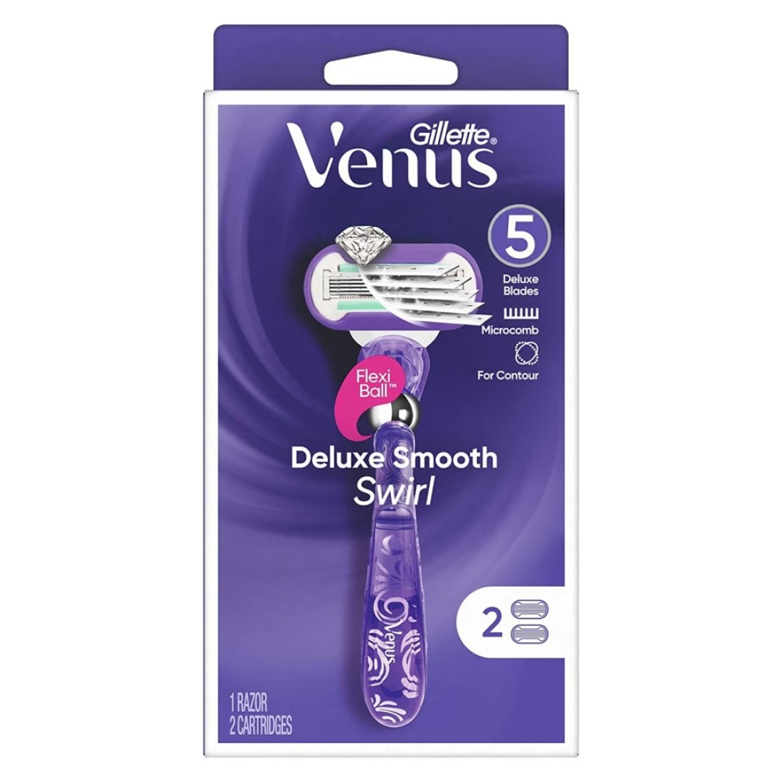Gillette Venus Deluxe Smooth Swirl Razor With Razor Blade Purple 3 Blades