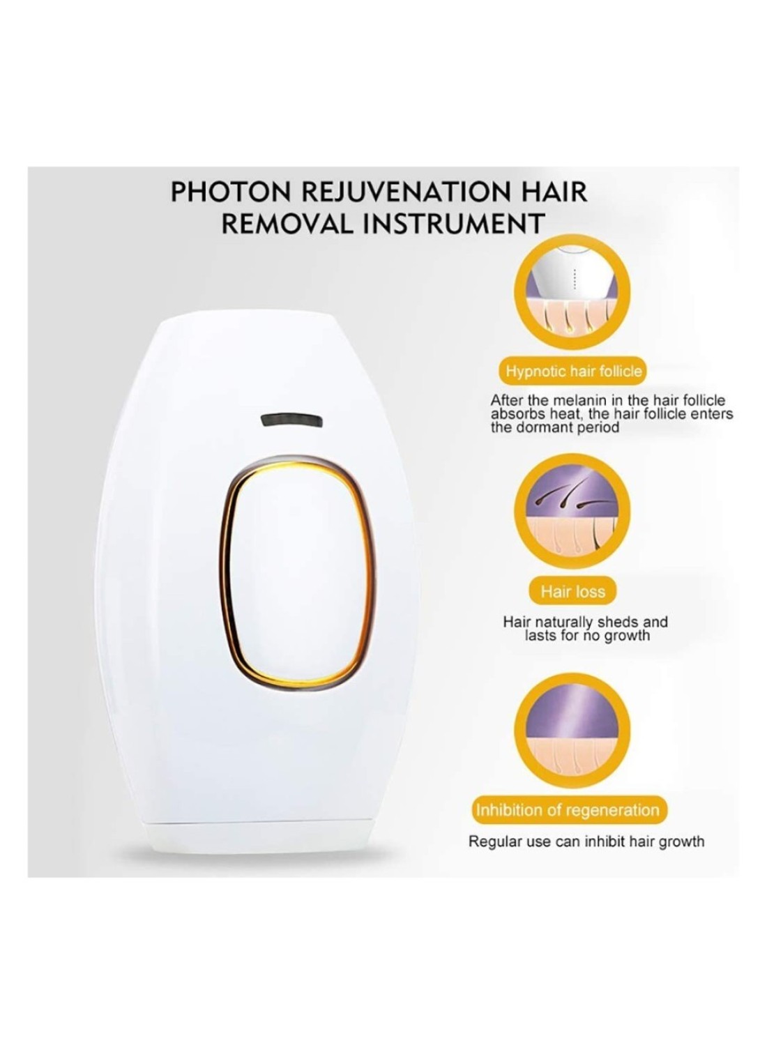 Mini Handheld IPL Laser Hair Removal Machine – Portable Depilatory Device for Full Body & Facial Use – Permanent Painless Hair Remover – White