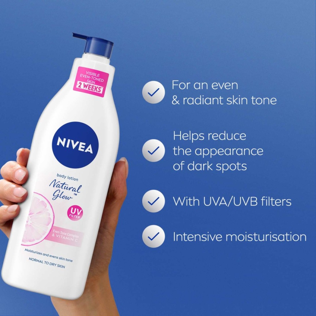 NIVEA Body Lotion, Normal to Dry Skin, Natural Glow, Vitamin C, 400ml