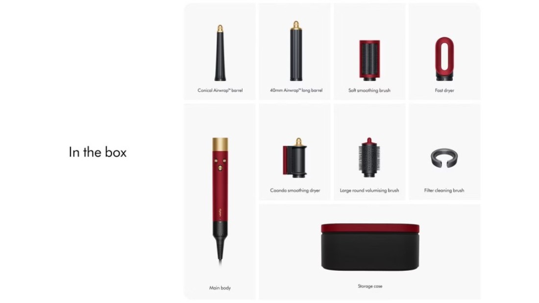 Dyson HS08 Smart Airwrap i.d. Multi-Styler and Dryer Straight+Wavy (Red Velvet Gold) - International Version