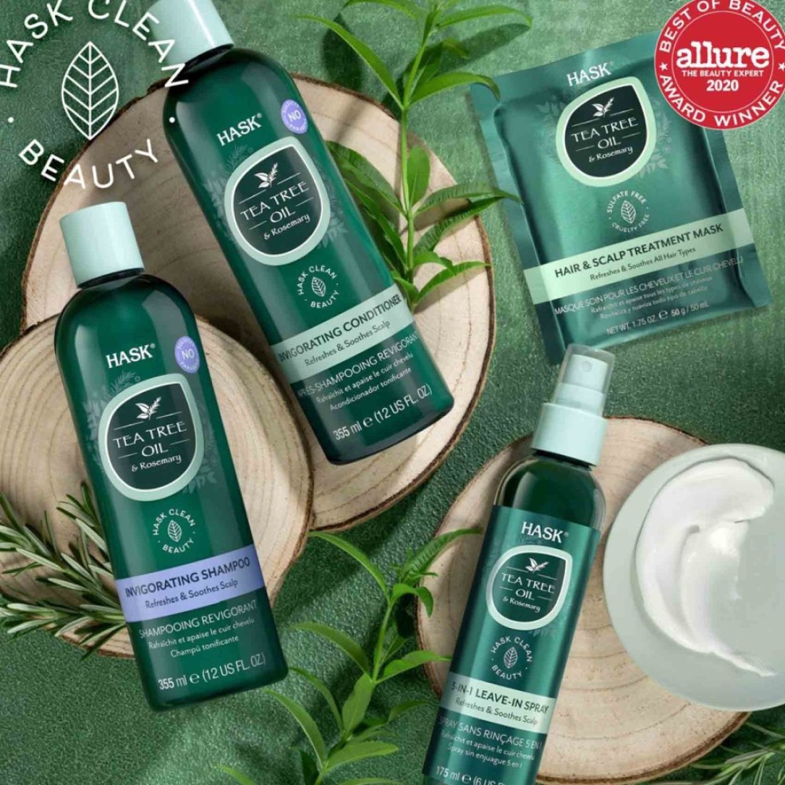Hask Tea Tree Oil And Rosemary 5-In-1 Leave-In Spray Green 175ml
