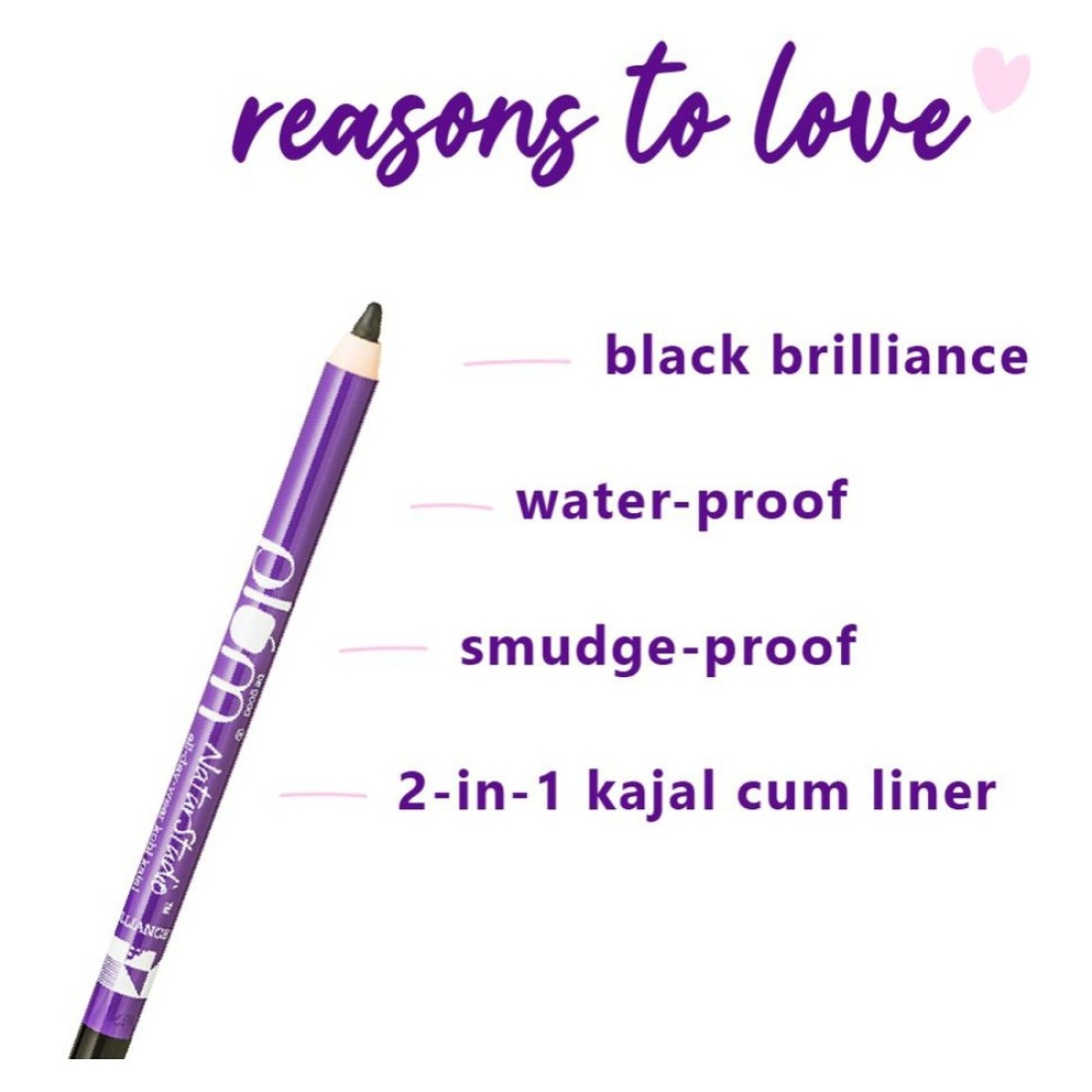Plum NaturStudio All-Day-Wear 2-In-1 Kohl Kajal Black Brilliance With Sharpener 60g