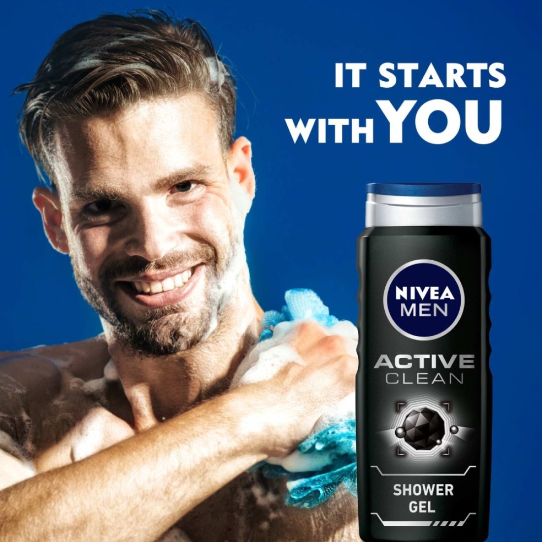 NIVEA MEN 3in1 Shower Gel Active Clean Charcoal 250ml Pack of 3