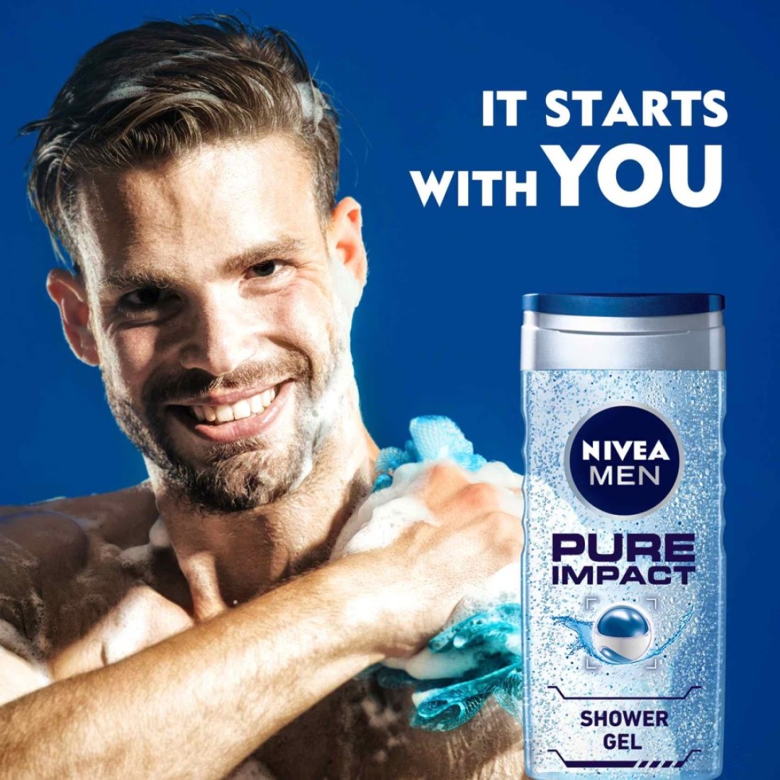 NIVEA MEN 3in1 Shower Gel Pure Impact Fresh Scent 250ml Pack of 3