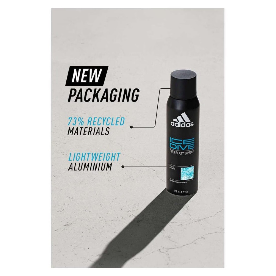 Adidas Ice Dive Deodorant Body Spray for Men Cool and Aquatic 150ml Pack of 3