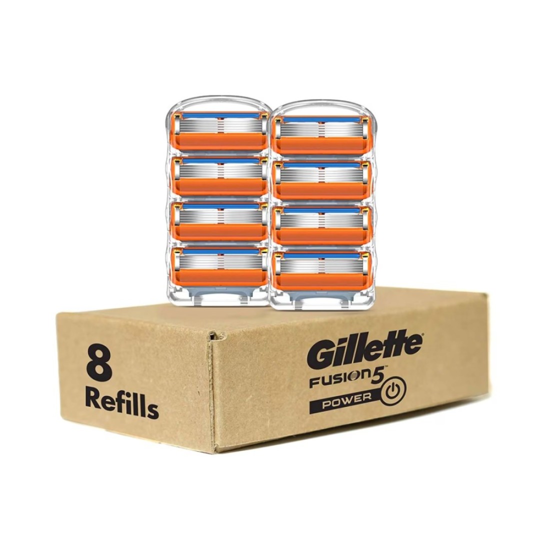 Gillette Fusion 5 Power Razor Blades Silver Orange 8 PCS