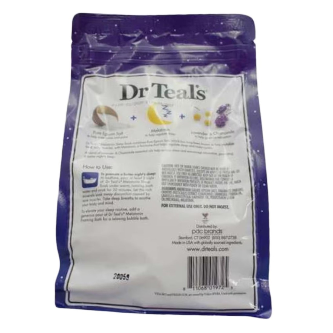 Dr. Teal&#39;s Melatonin Sleep Soak Pure Epsom Bath Salt White 1.36kg
