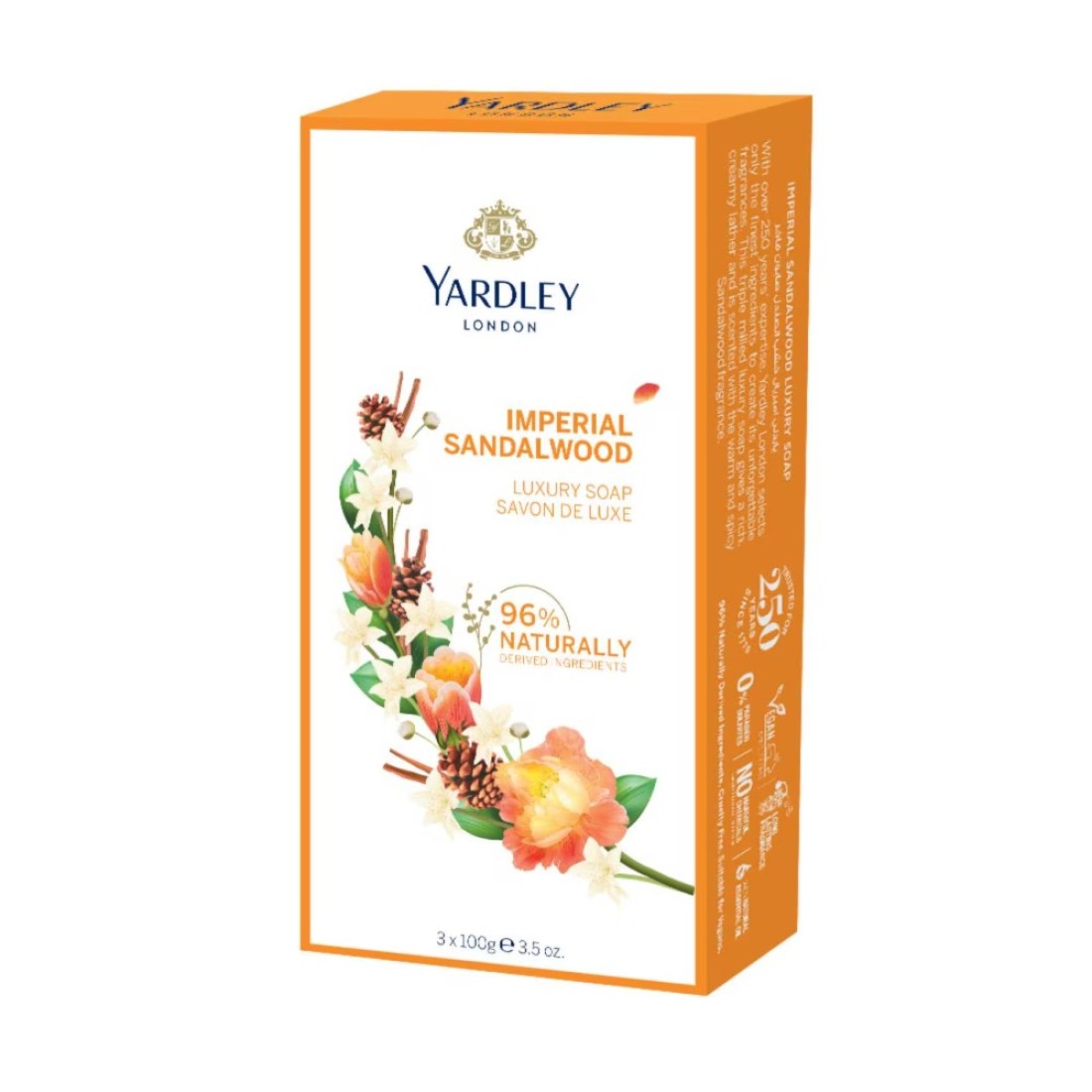 Yardley Sandalwood Luxury Soap Yellow 100g Pack of 3