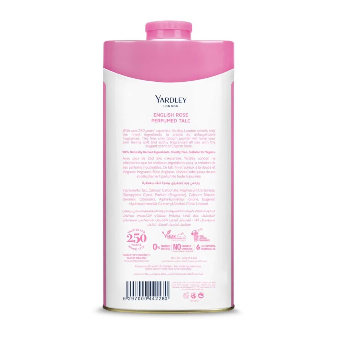 Yardley London English Rose Perfumed Talcum Powder White 125g