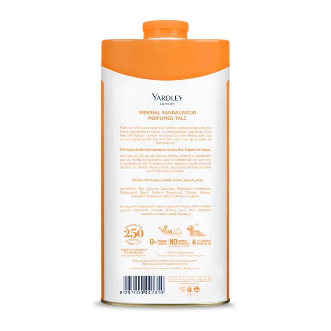 Yardley London Imperial Sandalwood Talcum Powder White 125g