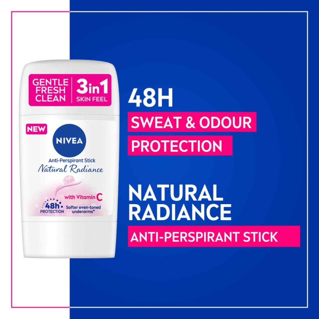NIVEA Antiperspirant for Women Natural Radiance Stick 50ml Pack of 2
