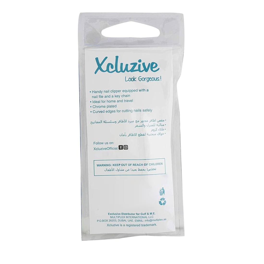 Xcluzive Nail Clippers With Key Ring And File 602F Silver
