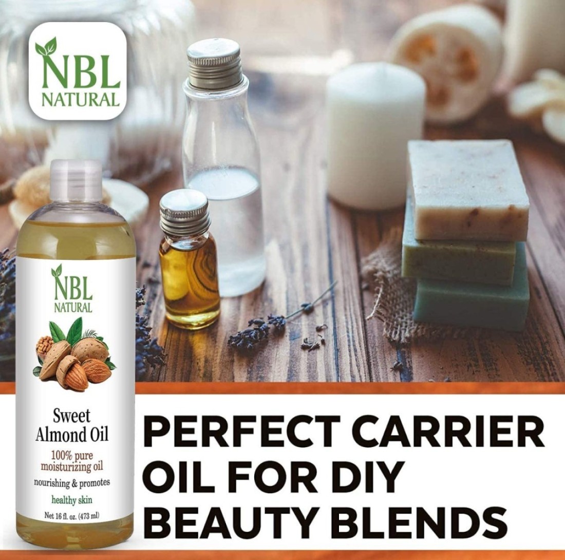 NBL Natural Almond Oil (Large 16 oz) Sweet Almond Oil for Skin or Almond Oil for Hair, the Perfect Natural Body Oil for Women, Great as Unscented Massage Oil, 473 ML
