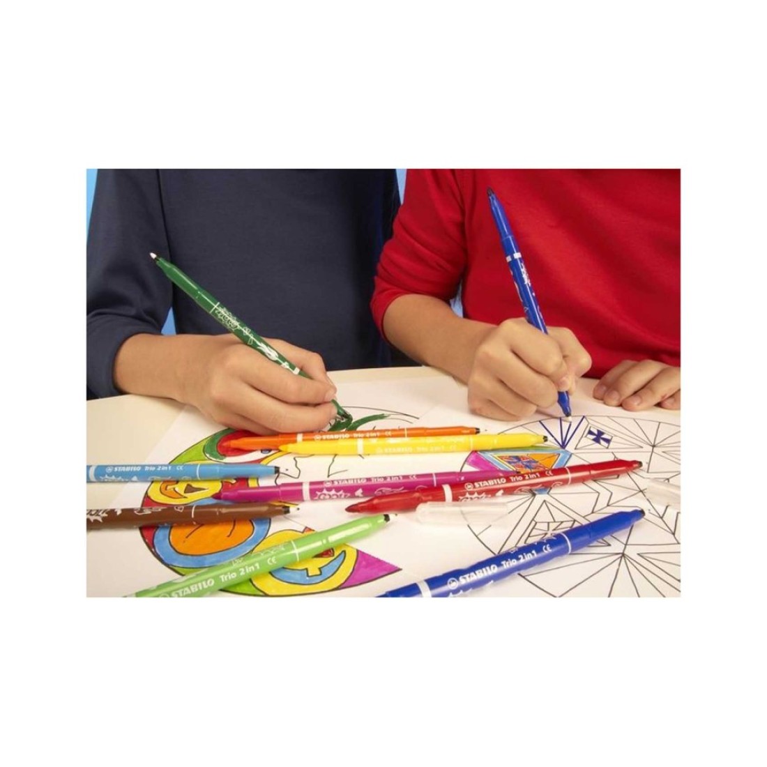 Stabilo Trio 2-in-1 Fibre-Tip Colouring Pens Multicolour 10 PCS